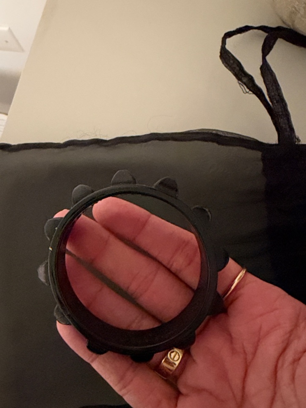 Black Floral Cutout Bangle Bracelet for Women